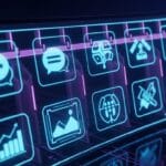 Painel futurista com ícones das 10 ferramentas de Inteligência Artificial essenciais para automação de negócios em 2026